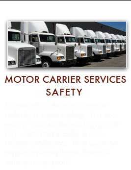 Motor Carrier Compliance Services. Paperwork in the motor carrier industry is never ending. It is necessary, complicated, and aggravating. Most importantly, it's non-income producing. Time spent on regulatory compliance does not earn you any profit.